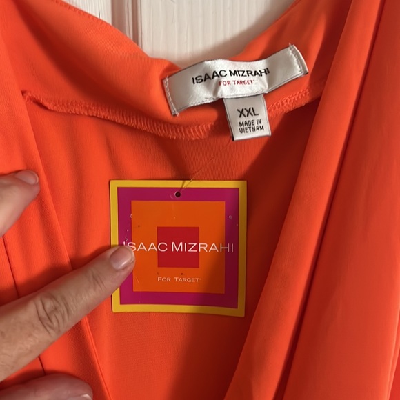 Orange spaghetti strap wrap dress. Mid length. - Picture 3 of 3